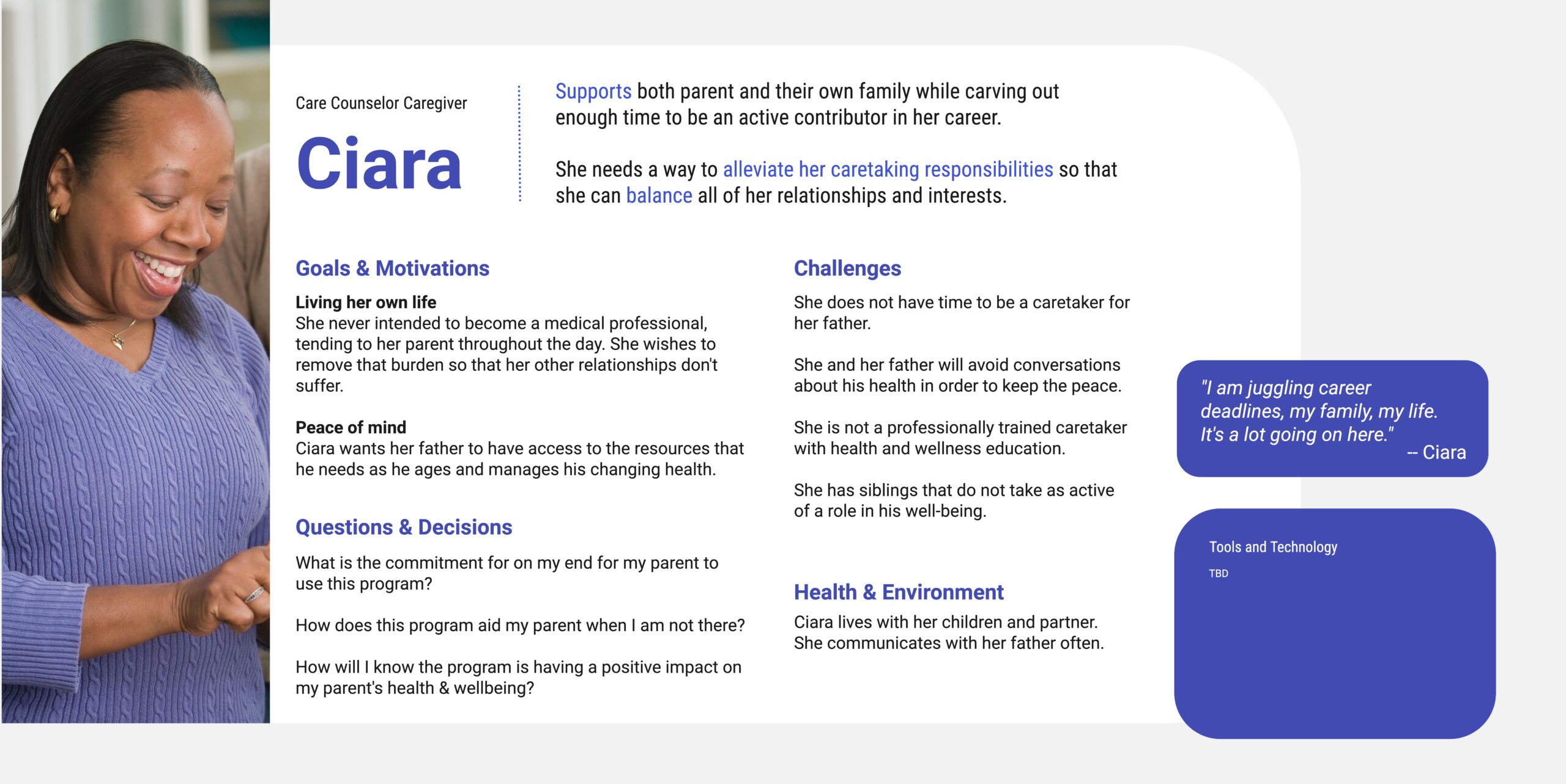 Experience Design Artifacts – Copy of Care Counselor – Caregiver Persona – V5